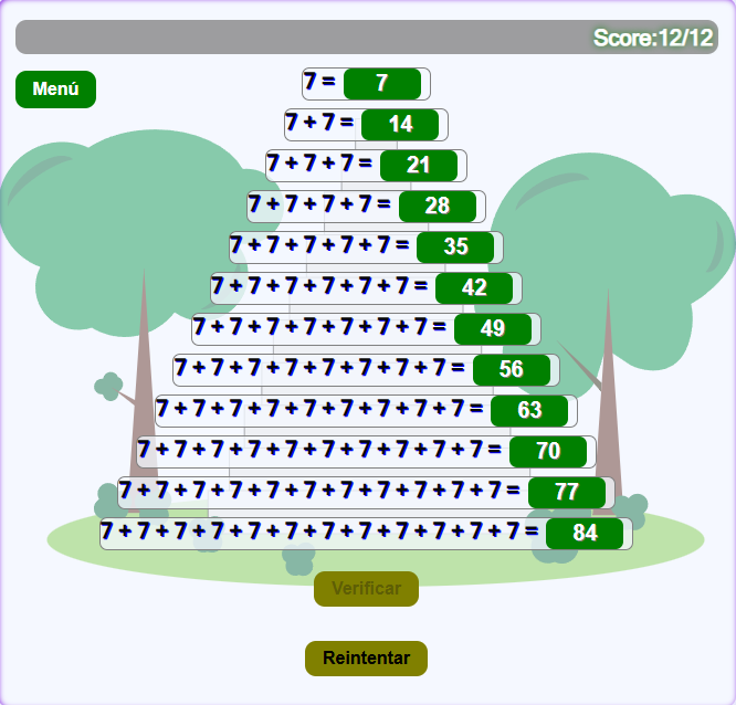 Sumas Repetidas para Multiplicar (llenar los espacios)