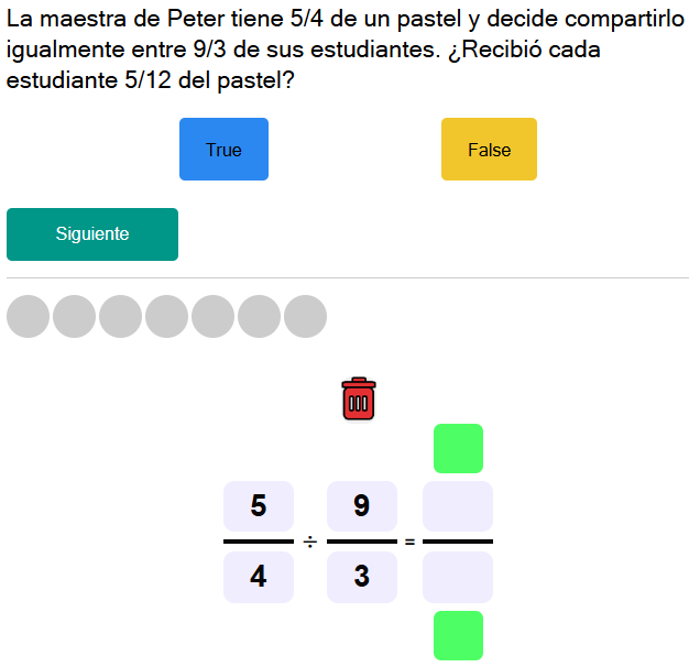 Test para dividir fracciones