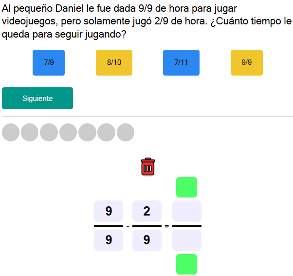 Test de restas de fracciones homogéneas