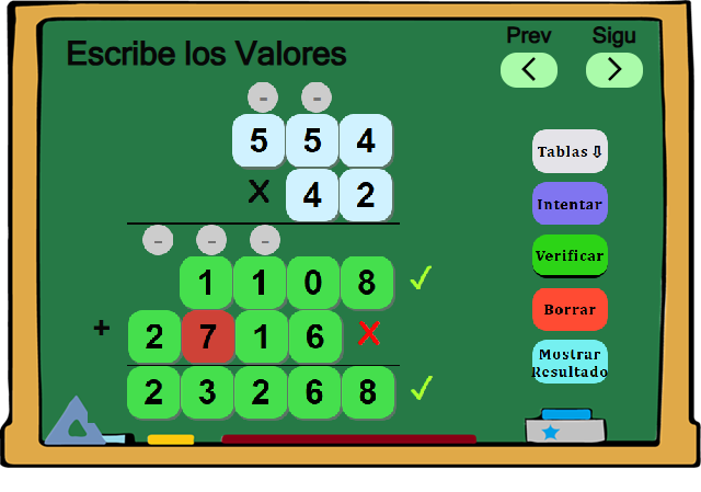 Pizarra de multiplicar (nivel difícil)