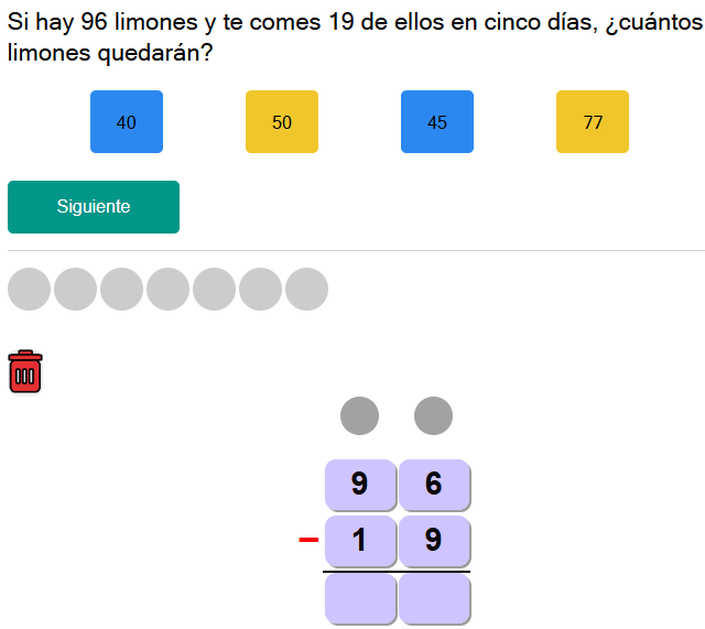Test de resta nivel difícil 1