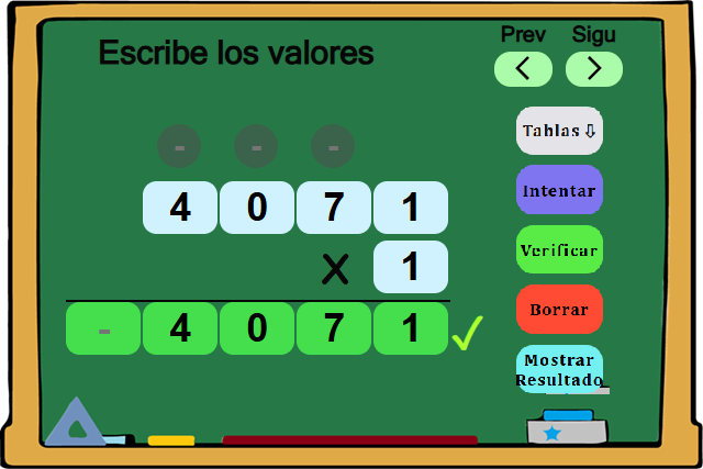 Pizarra de multiplicar (nivel medio)