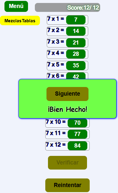 Practicar las Tablas de Multiplicar