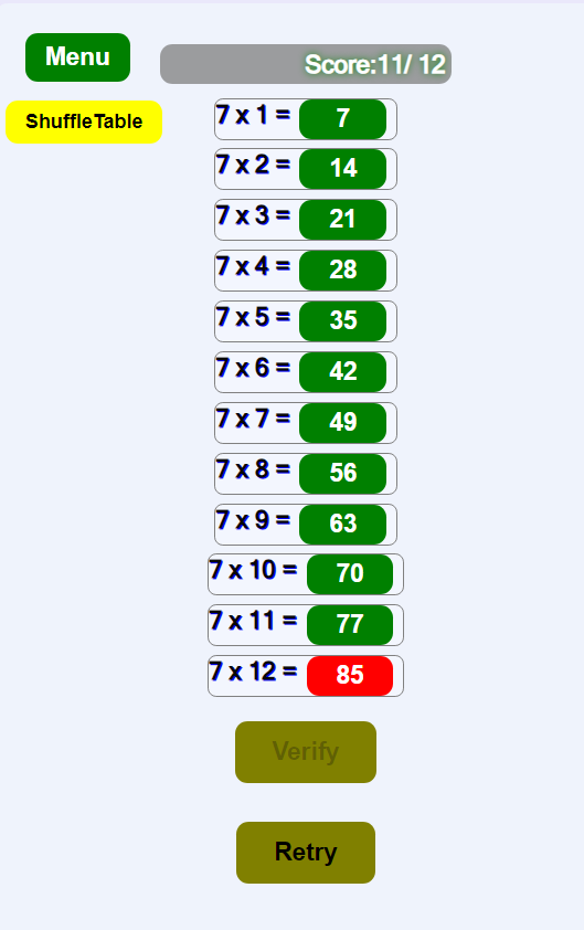 Juego de tablas de multiplicar