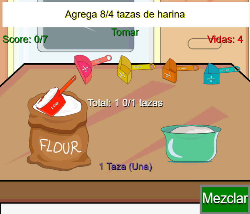Juego de fracciones: Mi pequeña cocina