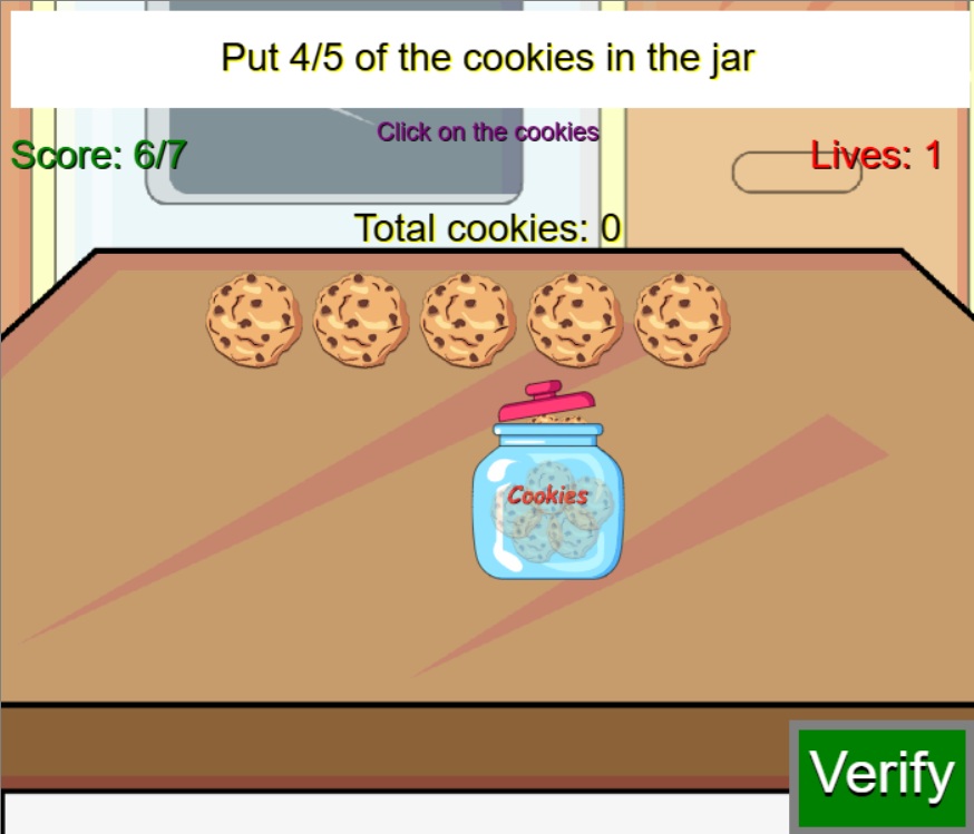 Juego de fracción: Mi pequeña cocina, nivel 2