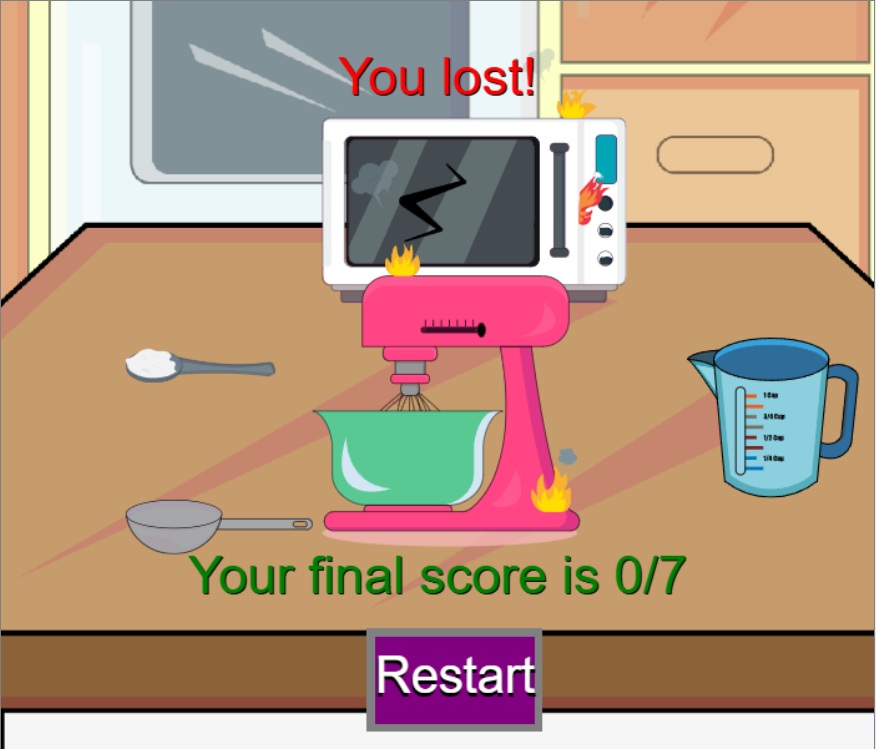 Juego de fracción: Mi pequeña cocina, juego terminado
